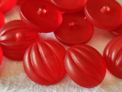 Lot 6 gros boutons vintage rouge mat bombé pied 2,3 cm ref 3153