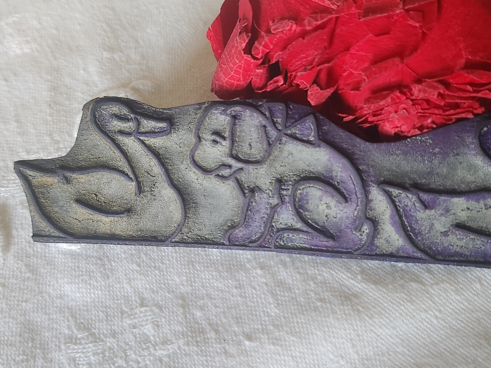 Tampon ancien sans support frise idéal broderie collection chiot canard  n°8