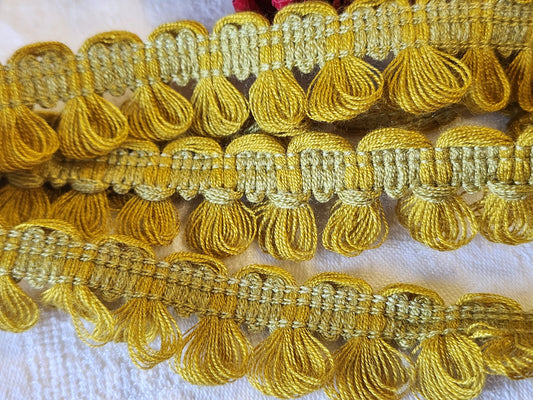 Galon vintage bouclette teinte à definir moutarde? 3 mètre sur  2,3 cm A3
