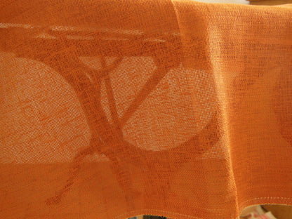 Coupon tissu trame apparente orange brulé rouille 1 m07  sur  87 cm