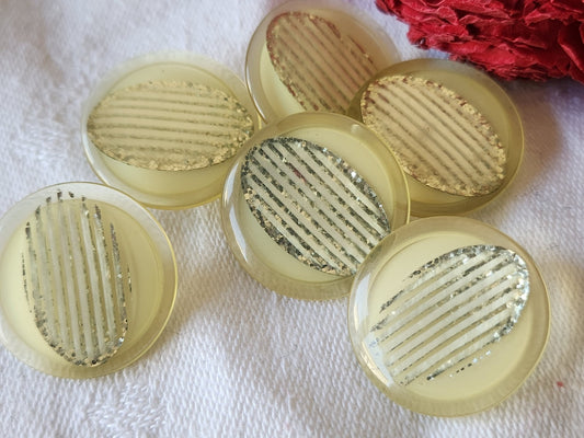 Lot 6 boutons vintage creme paillette à pied 2,2 cm superbe ref 5231
