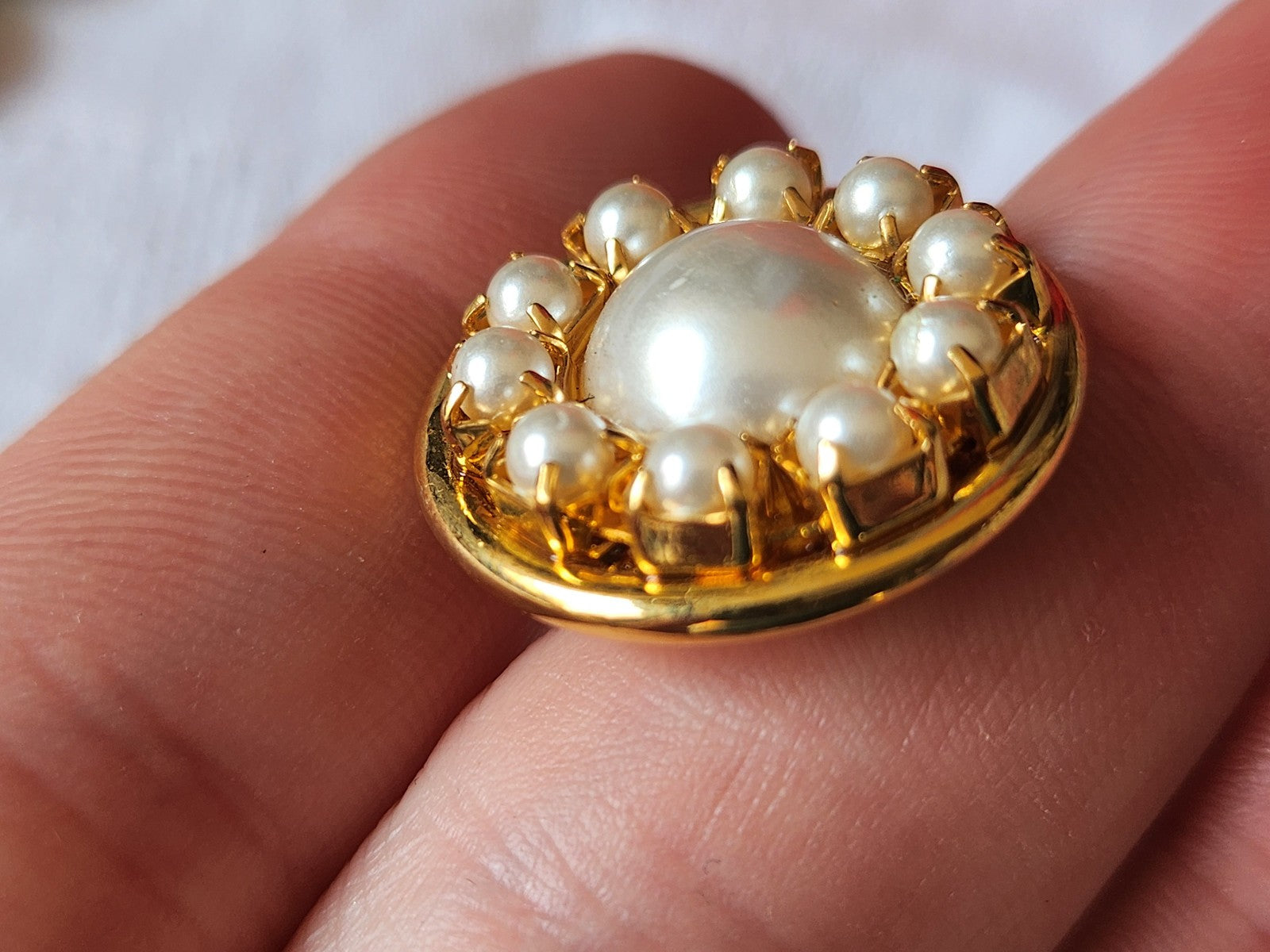 Bouton en métal doré coeur perle nacré pied  parurier 2,3 cm bijoux G17J