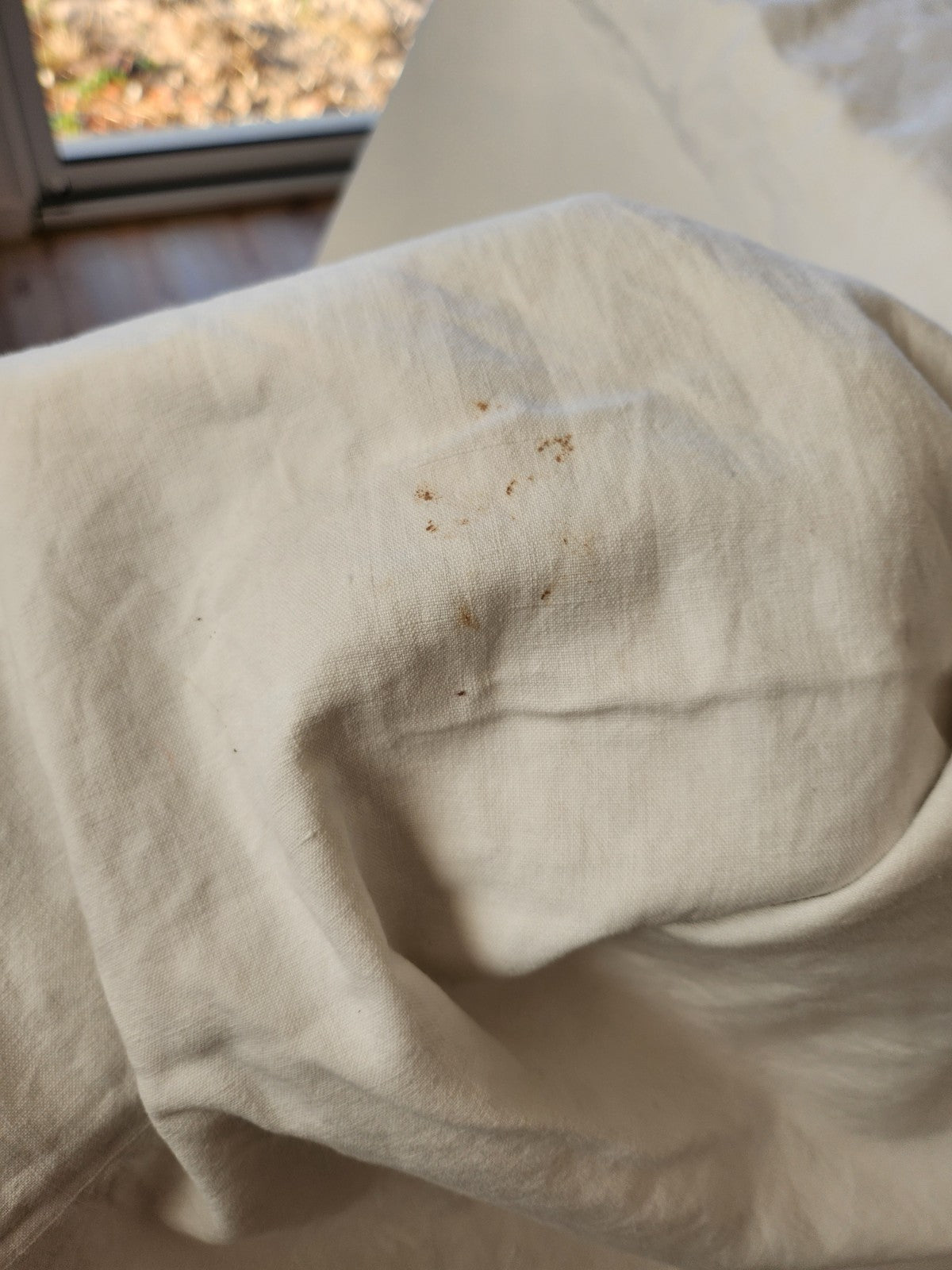 Ancien grand drap  coton monogramme CM jour 215 sur 310  cm  B8