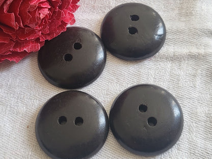 Lot 4 anciens boutons en bois marron bombé comme neuf 2,7 cm ref 1689