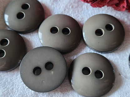 Lot 6 gros boutons vintage gris bombé trous 2,6 cm ref 322