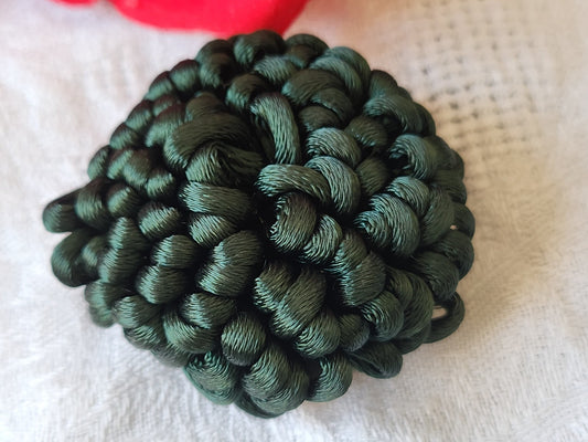 Haute couture gros bouton ancien soie? passementerie vert 4 cm XXL ref 5935