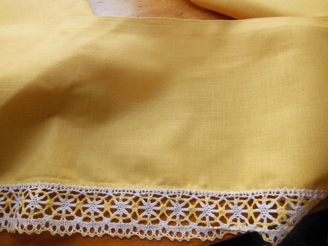 Bordure large étagère  bas drap rideau dentelle jaune 7 mètres ancien 20 cm B7