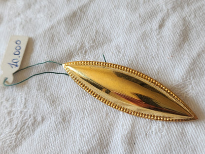 Long bouton vintage en métal doré 5,4 cm sur 1,6 cm G4R