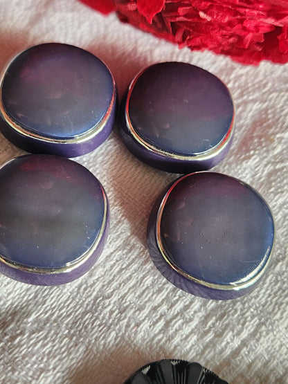 Lot 4 boutons vintage bleu pied argenté  2,2 cm ref 5326