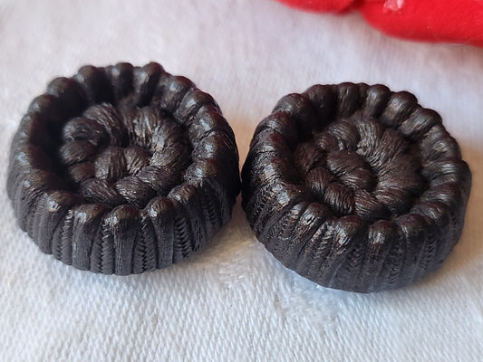 Duo gros boutons vintage marron résine pied 2,6 cm ref 2526