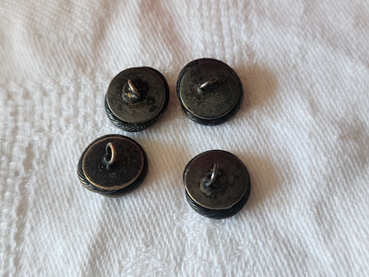 Lot 4 mini boutons anciens en metal tel que ou a perlé 1,1 cm G4M