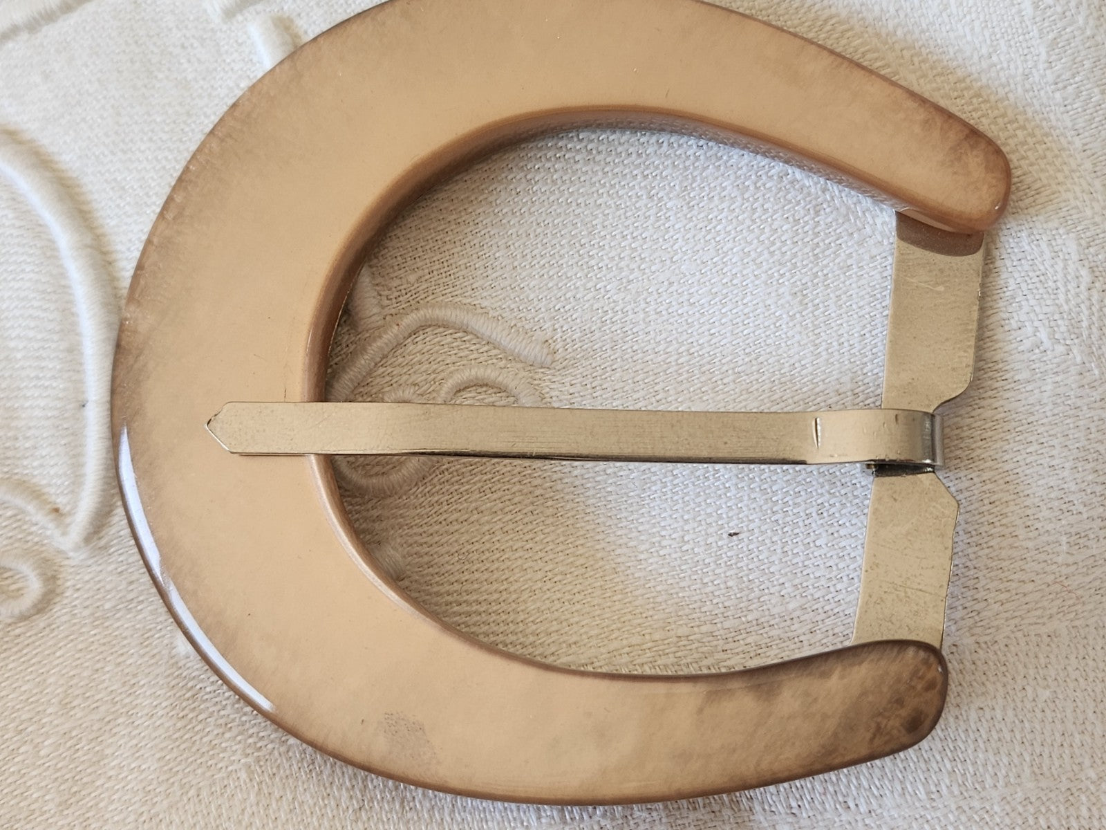 Très grosse boucle de ceinture vintage superbe marron glacé