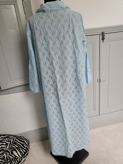 Pur vintage dessus déshabillé bleu dentelle froufrou T 40/42 ? ref portant