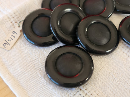Lot 5 gros  boutons vintage noir mat lumineux à pied  3 cm 30 mm ref 6540