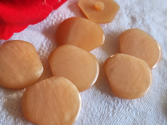 Lot 7 boutons vintage rose saumon forme original pied 2,2 cm ref 2681