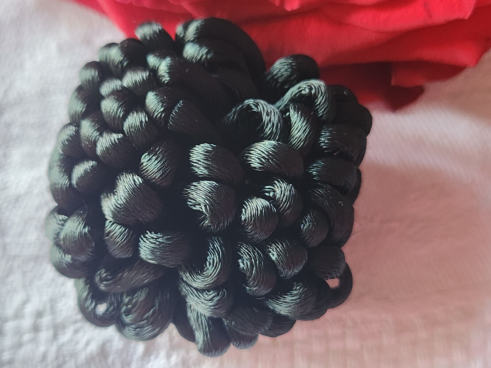 Haute couture gros bouton ancien soie passementerie vert 4 cm XXL G17P