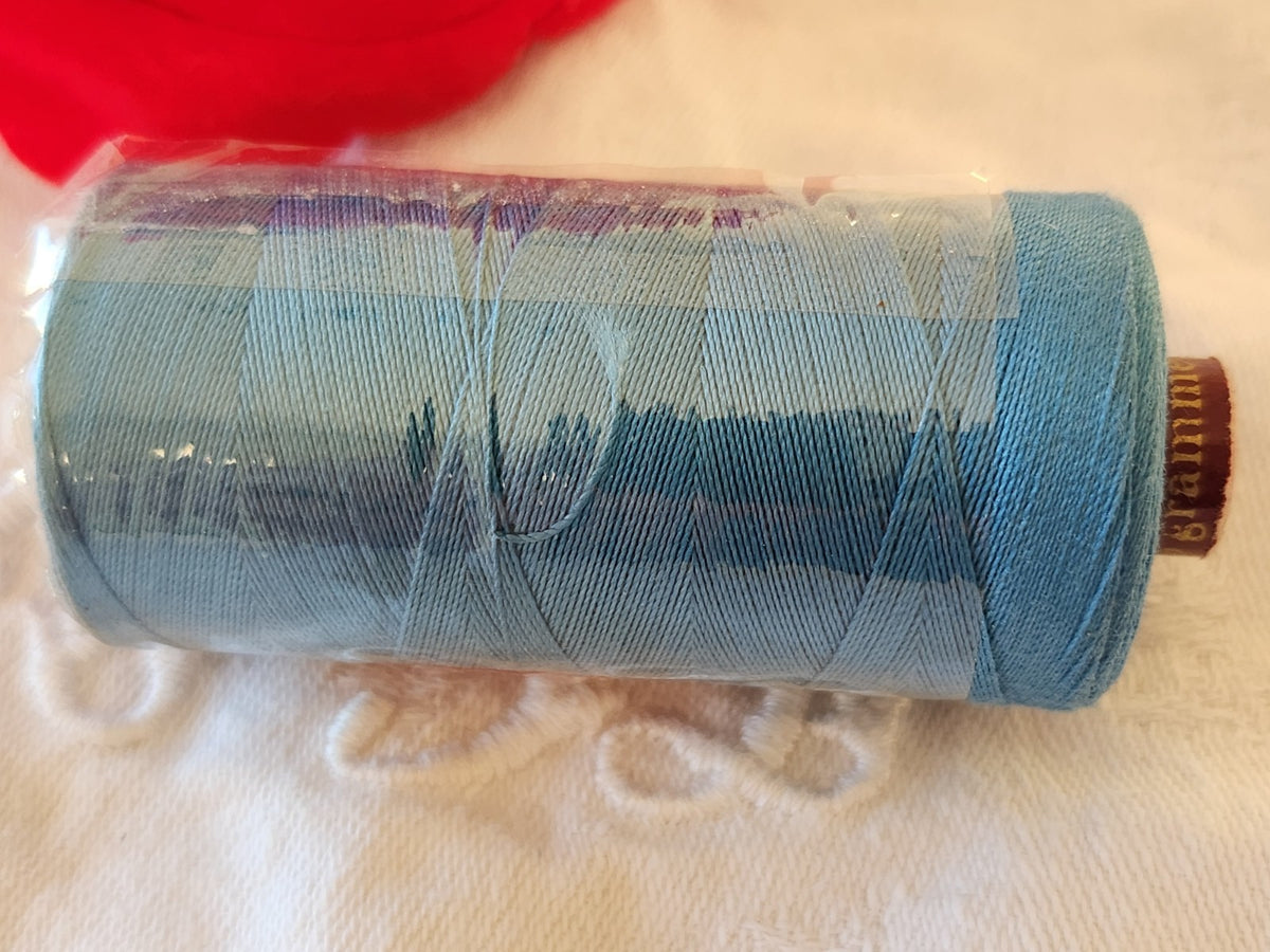 Grosse bobine fil ancien mercerie bleu W.F coton