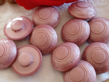 Lot 6 boutons vintage rose travaillé bombé pied 22 mm 2,2 cm ref 6463**