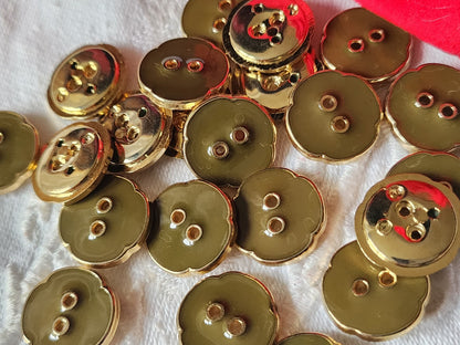 Lot 22 boutons vintage acrylique trous vert fleur 1,5 cm ref 185