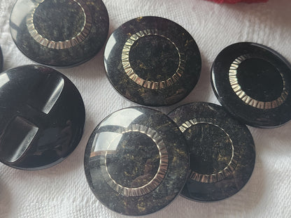 Lot 8 gros boutons vintage noir  inclusion  pied 2,7 cm manteaux lourd ref 4538