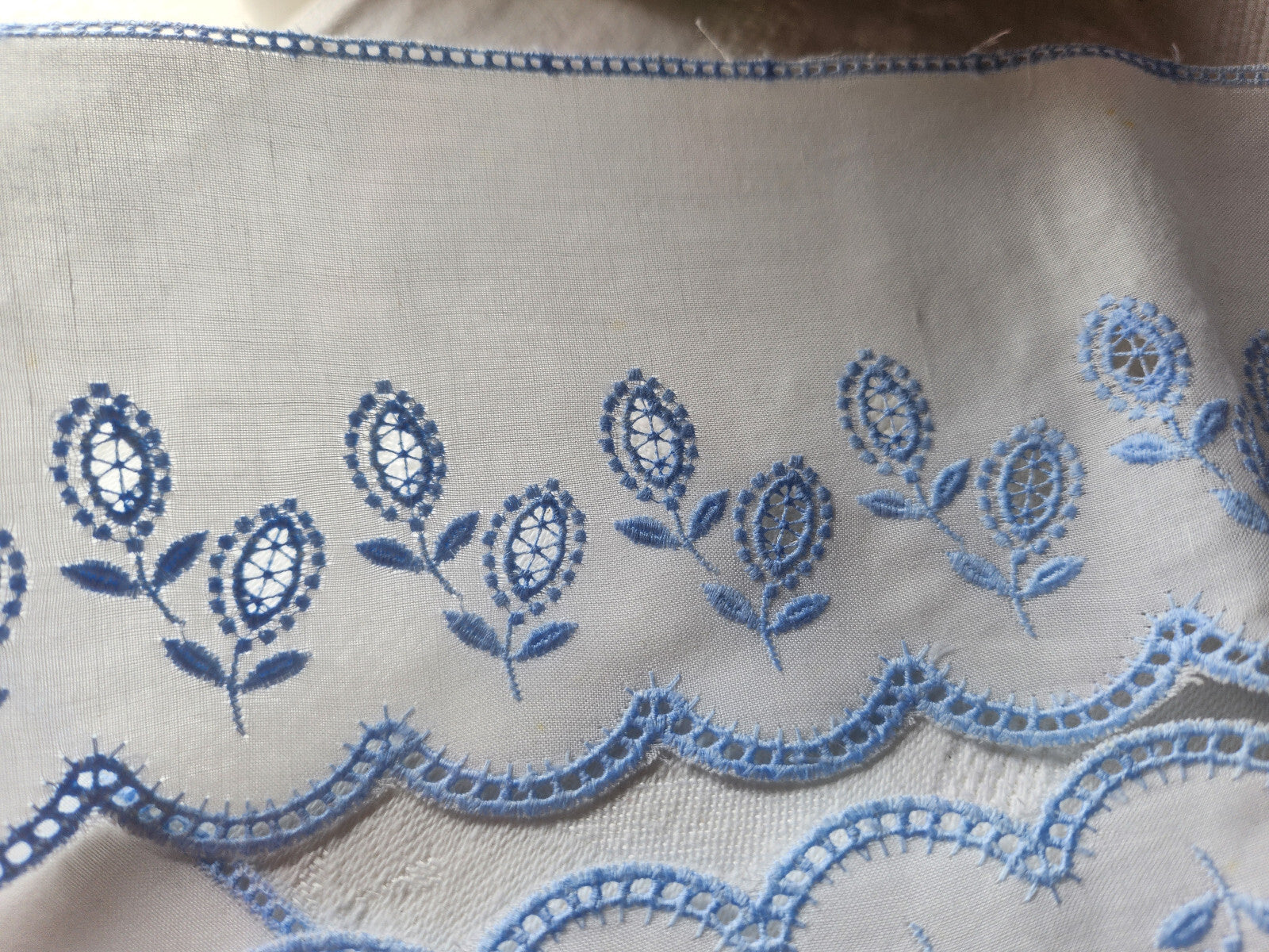 bordure galon feston bleu broderie au mètre sur 8,5 cm B6