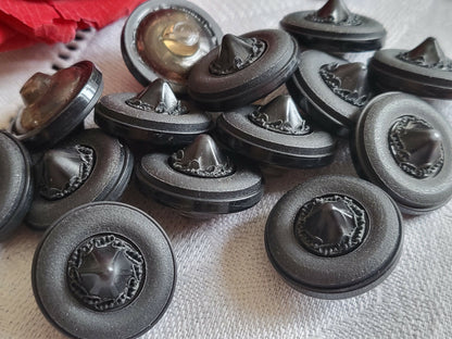 Lot 6 originaux boutons vintage gris foncé superbe pique pied 1,8 cm ref 124