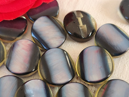 Lot 6  boutons vintage bleu nacré pied inclusion 2 cm ou 20 mm ref 6512