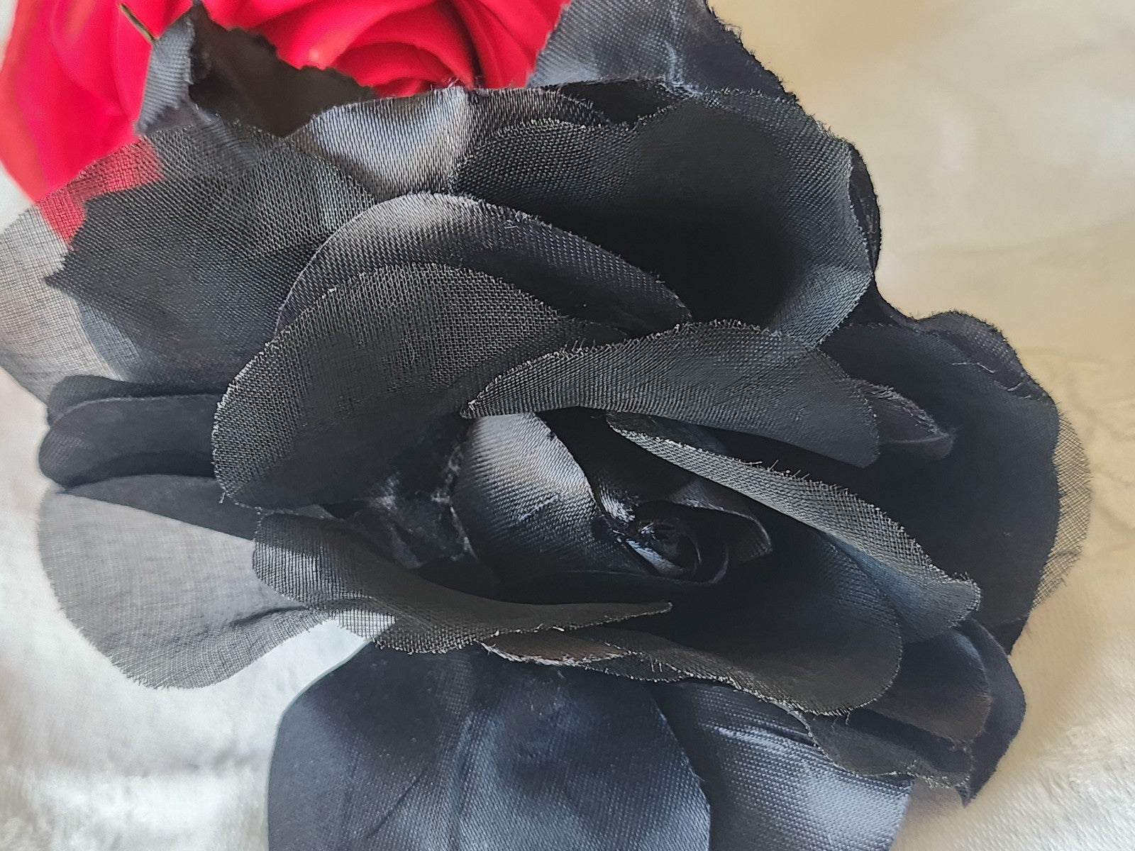Grosse fleur ancienne noir chapeau sur broche 11, cm T0-12