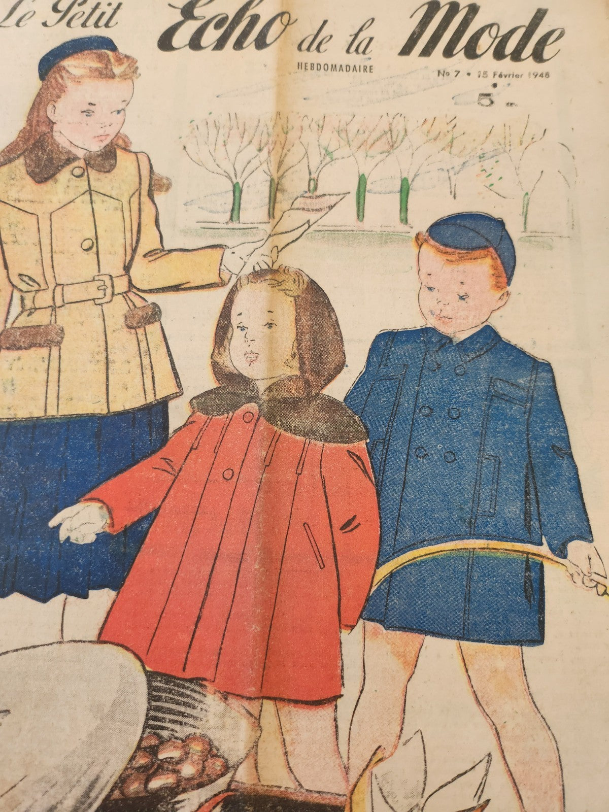 Le petit echo de la mode 1948 n°7  dans la poche de mon tablier chapeaux filles