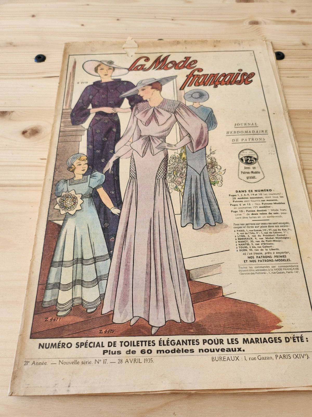 La mode française journal 28 avril 1935 n°17 édition mariages d'été