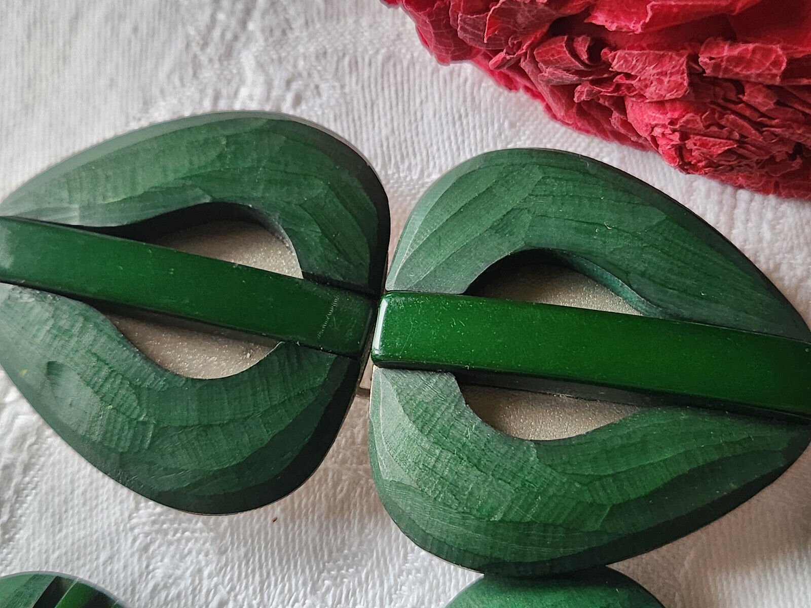 Rare Boucle de ceinture avec ses 6 gros boutons assortis vert  T1