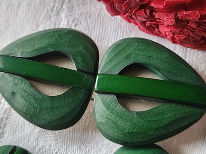 Rare Boucle de ceinture avec ses 6 gros boutons assortis vert  T1