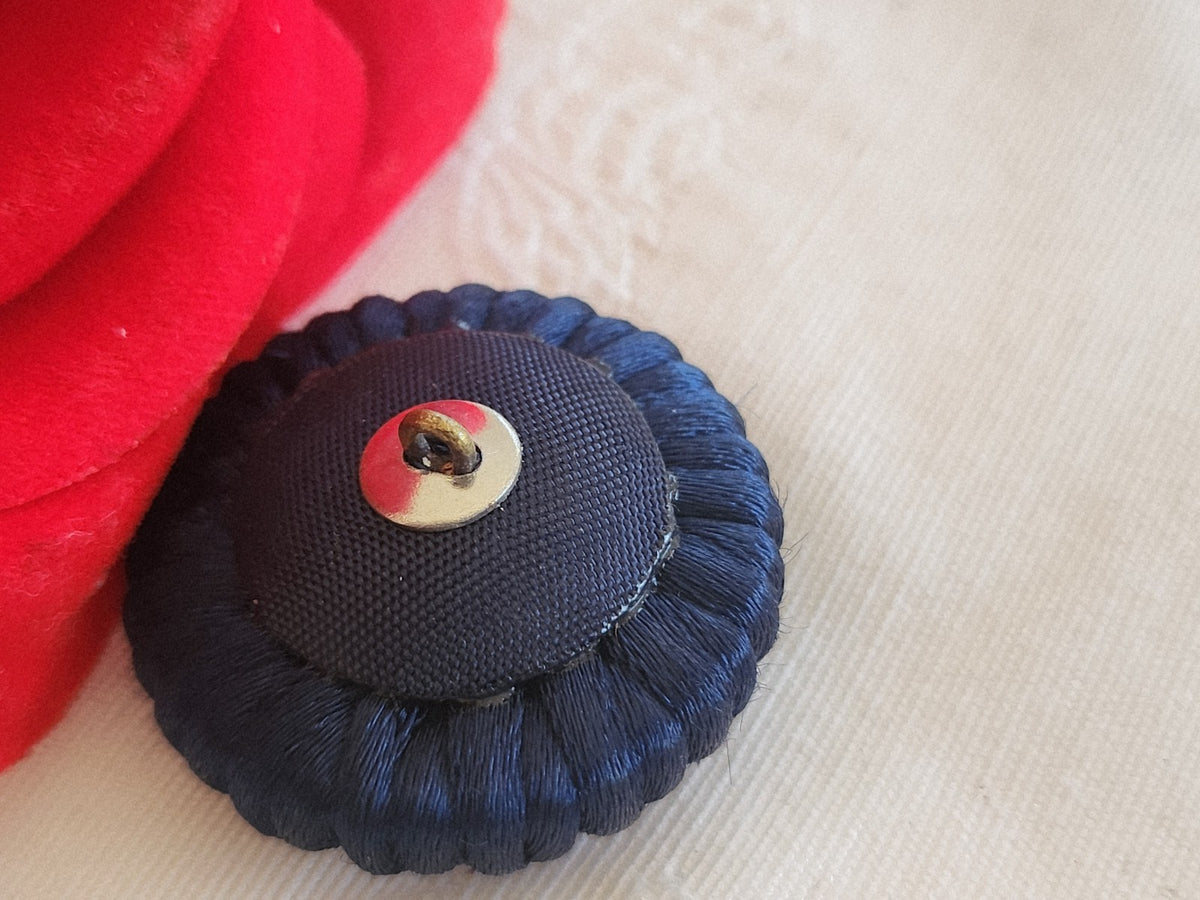 Superbe bouton ancien passementerie perlé bleu 29 mm ou  2,9 cm ref 6286