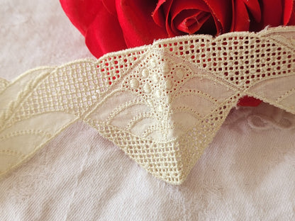 Incrustation application ancienne jaune 22 cm sur 4,8 cm dentelle T2-14