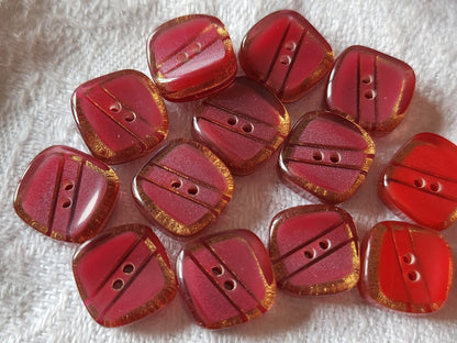 Lot 16 boutons vintage fushia et rouge 2 series mini trous 1,1 cm ref 2695