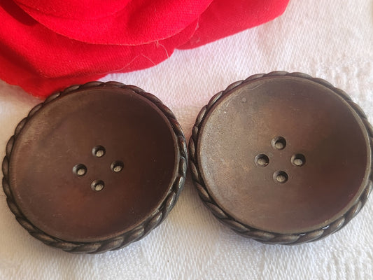 Duo gros boutons vintage en métal incurvé mat xxl 3,6 cm ref 2772