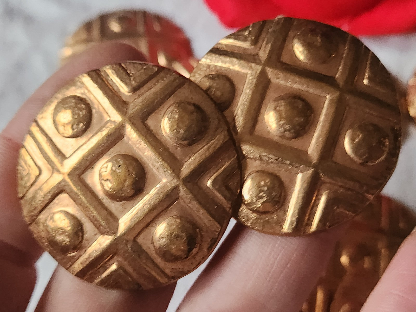 lot 10 gros ornements anciens en cuivre style cabochon pendant année 50 ref 3423