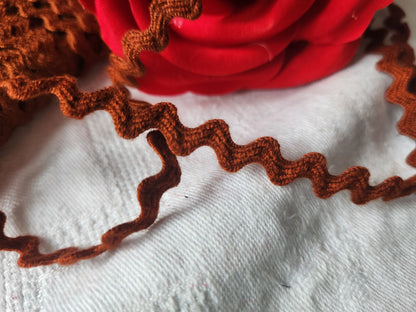 Dentelle vintage serpentine marron croquet 6 métres sur 0,9 cm A2