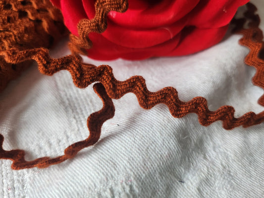 Dentelle vintage serpentine marron croquet 6 métres sur 0,9 cm A2