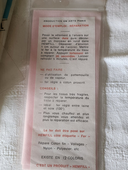 Hemfill Vintage ancien "répare trous et accroc" tissus fins rose thermocollant