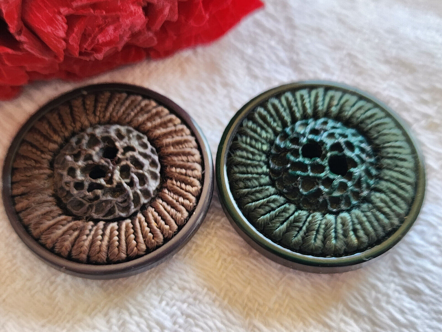 collection duo boutons ancien vintage resine passementerie 2,4 cm G18J