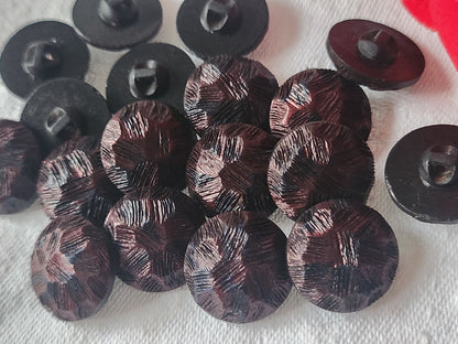 Lot 9 boutons vintage rouge noir pied texturé 1,7 cm ref 1127