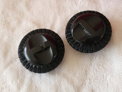 Duo boutons anciens passementerie vintage gros 2,6 cm G12O