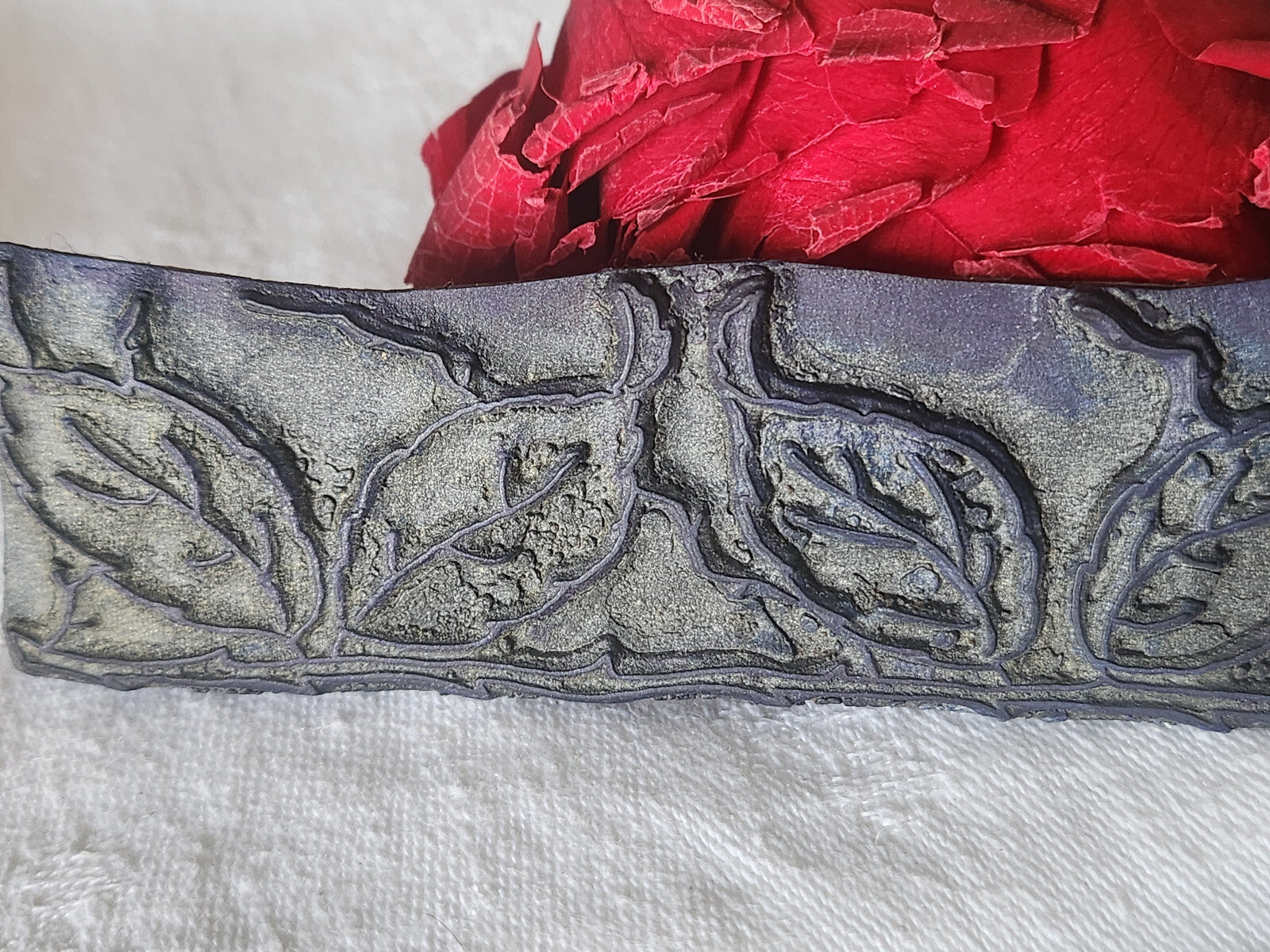 Tampon ancien sans support frise idéal broderie collection feuille long n°4