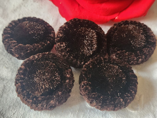 Lot 6 boutons anciens passementerie prune/marron 3,1 cm ref 3541