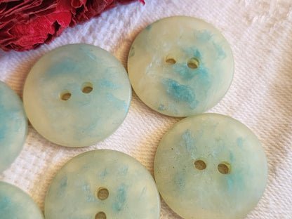 Lot 6 boutons vintage bleu creme 2,2 cm trous mat ref 765