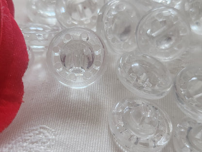 Lot 6 boutons anciens en verre transparent vintage 1,7 cm ou 17 mm  ref 6244 **