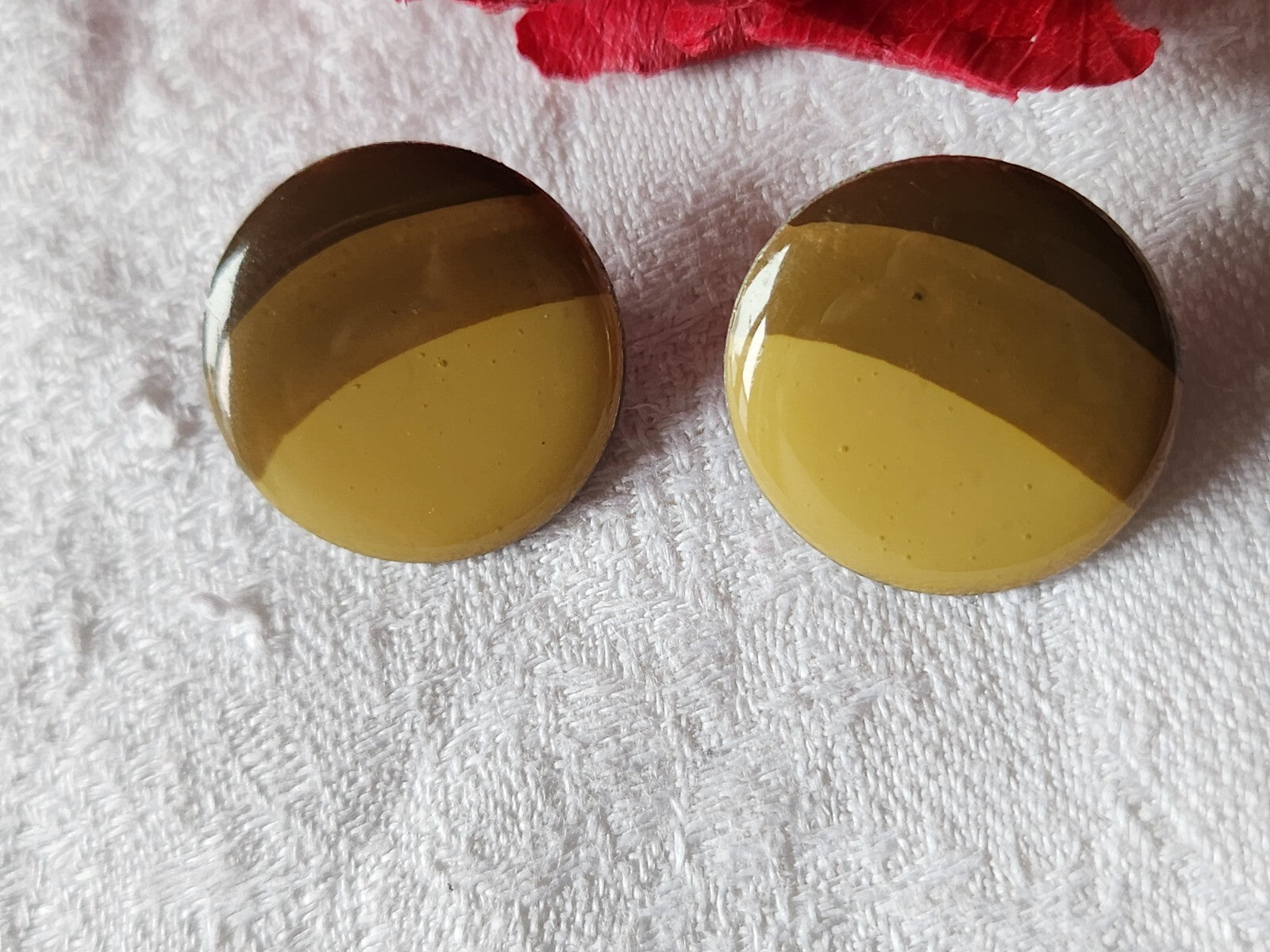Duo ravissants boutons en métal marron café beige 2,1 cm ref 1060