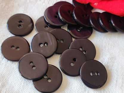 Lot 12 boutons vintage en nacre noir bleuté violet à trous 1,8 cm ref 2019