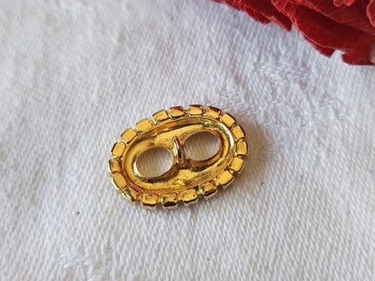 Bouton vintage métal masque strass ovale 1,6 sur 2,1 cm bijoux ref 5070